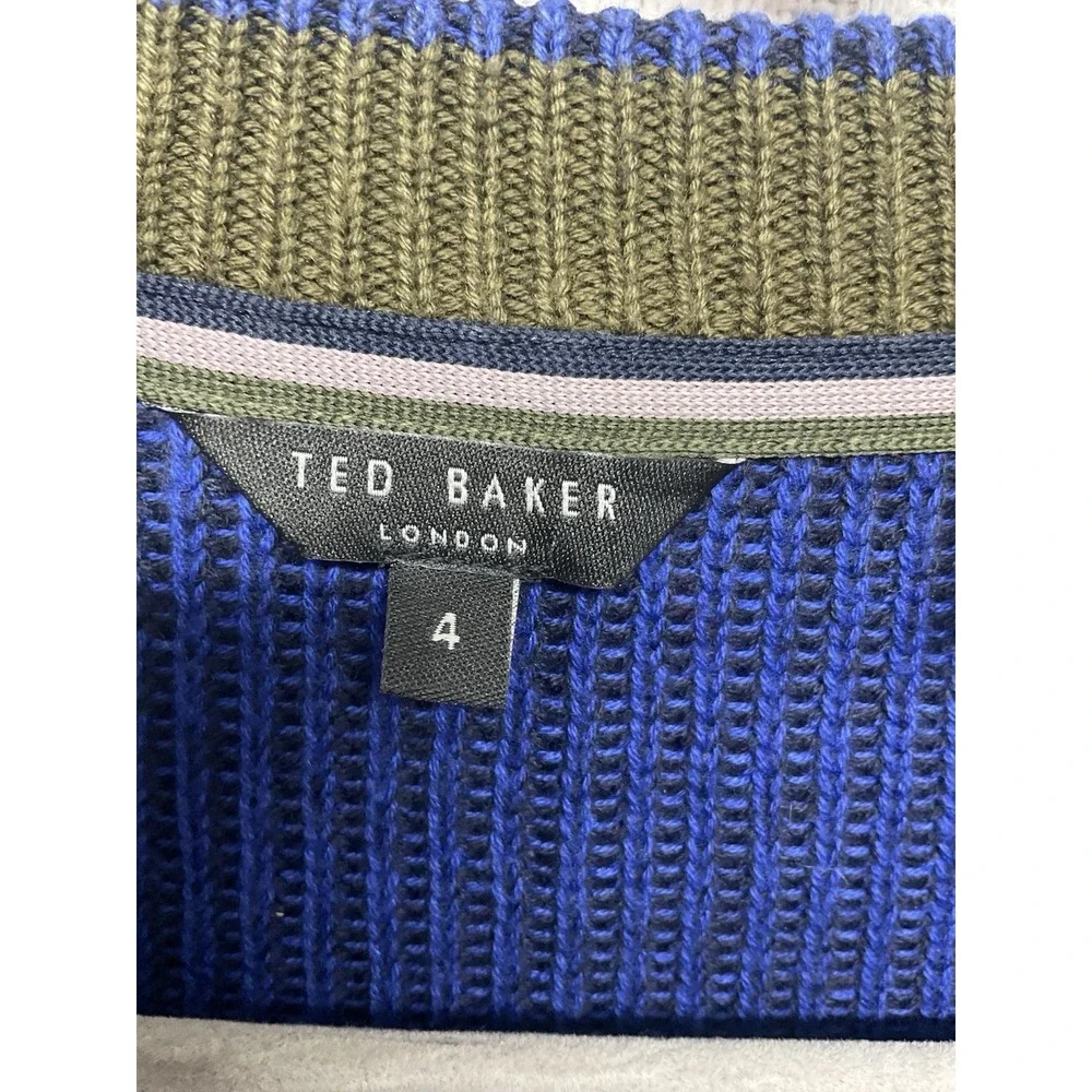 Ted Baker Mens Mixme Directional Ribbed Crewneck Sweater Cotton Blend Size 4/ L